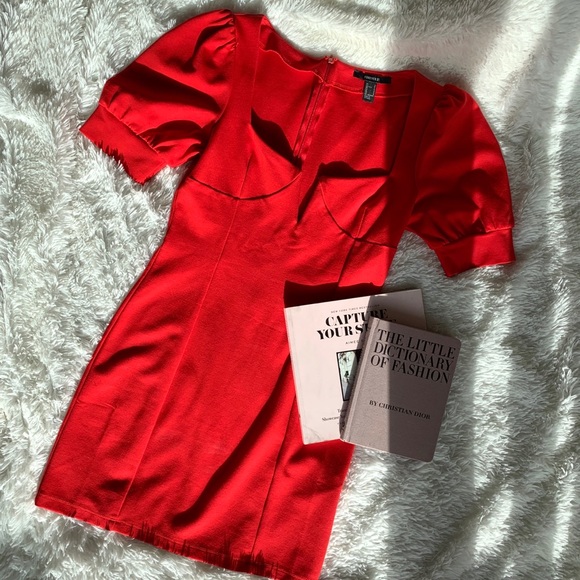 Forever 21 Dresses & Skirts - ❌SOLD❌Forever 21 Red Puff Sleeve Dress Sz S
